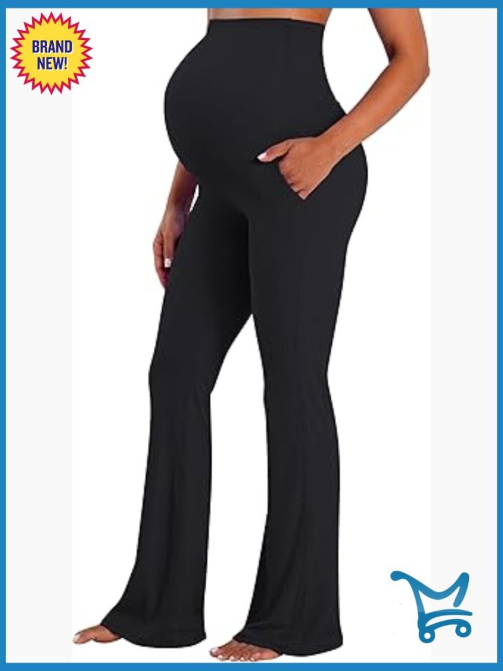 Maternity Flare Leggings with Pockets Over The Belly Buttery Soft Yoga Pants